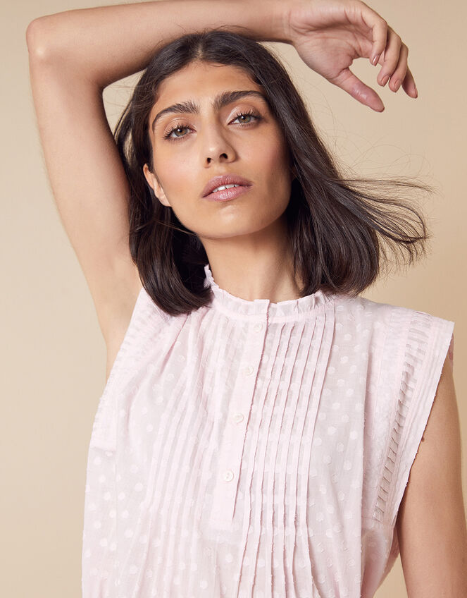 Dot Tank Top in Organic Cotton, Pink (BLUSH), large