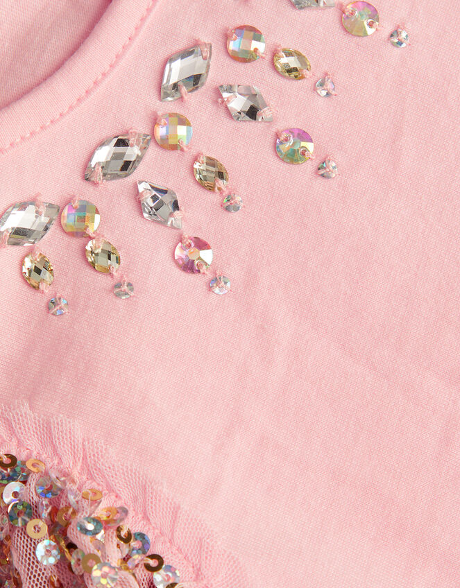 Gem Sequin Sleeve Top Pink