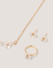 Beaded Flower Jewellery Set, , large