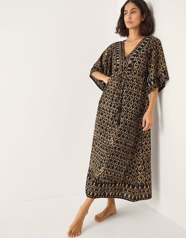 Arti Print Midi Kaftan, Black (BLACK), large