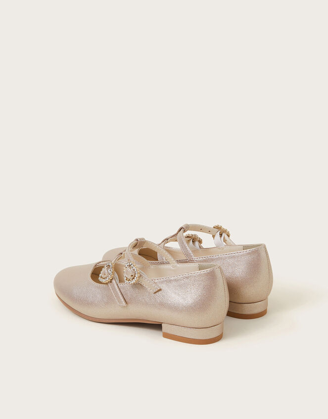 Diamante Double-Strap Pumps, Gold (GOLD), large