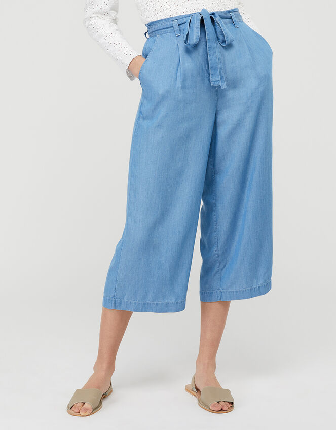 Tally Cropped Trousers in LENZING™ TENCEL™, Blue (DENIM BLUE), large