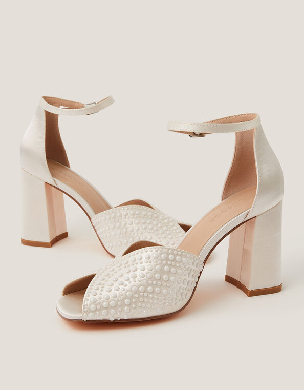 Sena Pearl Block Heeled Sandals, Ivory (IVORY), large