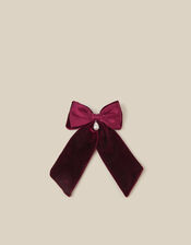 Pearl Charm Velvet Bow Hair Clip, , large