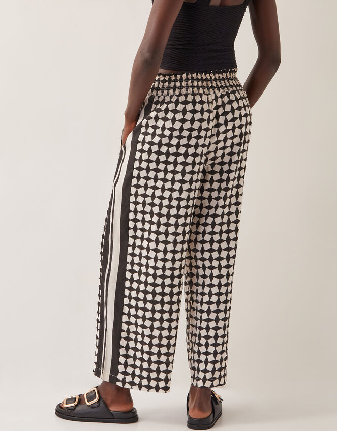 Geena Geometric Print Wide Leg Trousers, Black (BLACK), large