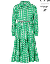 Dido Floral Shirt Dress in Recycled Polyester, Green (GREEN), large