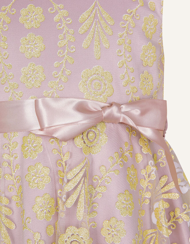 Angelina Hanky Hem Glitter Print Dress, Pink (PINK), large