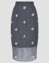 Hana Embellished Organza Midi Skirt, MID BLUE, large