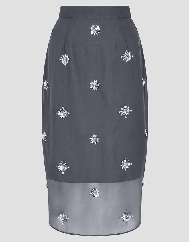 Hana Embellished Organza Midi Skirt, MID BLUE, large