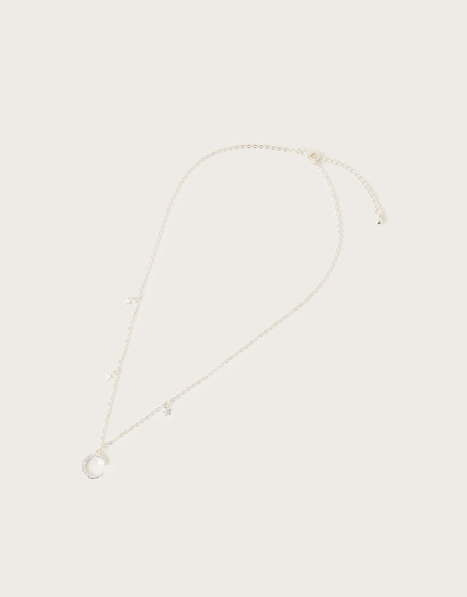 Delicate Moon and Star Pendant Necklace, , large