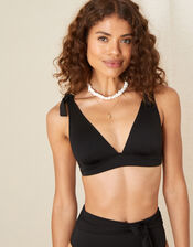 Clementine Bikini Top in Recycled Polyester, Black (BLACK), large