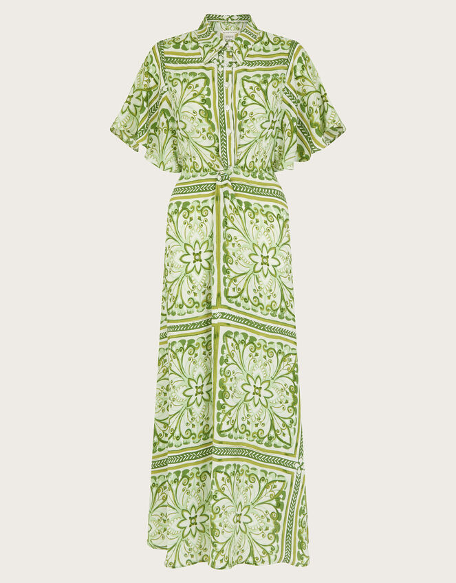 Emilia Print Midi Shirt Dress, Green (GREEN), large