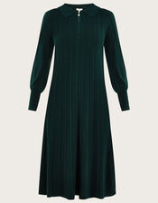 Peri Pleat Midi Dress, Green (GREEN), large
