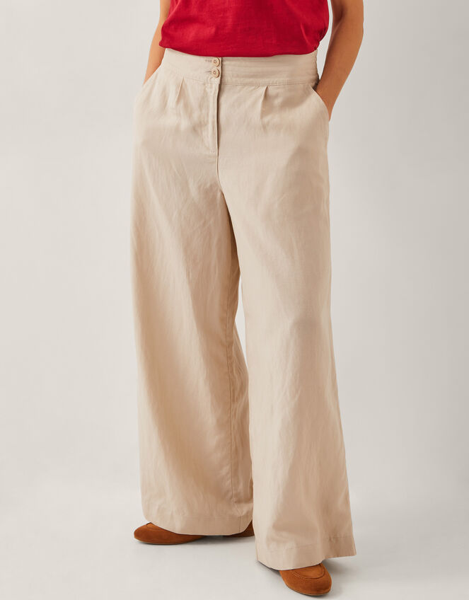 Frida Wide-Leg Trousers, Natural (NATURAL), large
