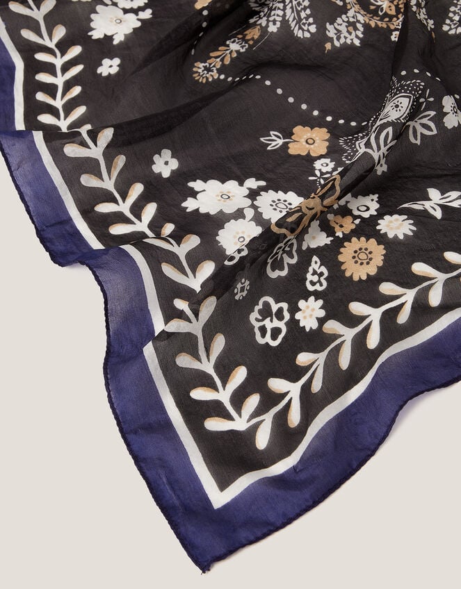 Sammi Square Medallion Silk Scarf, , large