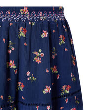 Maida Ditsy Floral Midi Skirt, Blue (NAVY), large