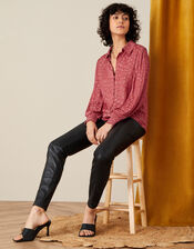 Animal Jacquard Long Sleeve Shirt, Pink (ROSE), large