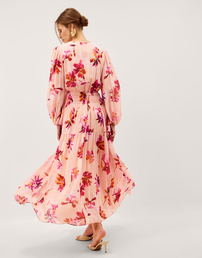 flower maxi dress uk Ebullient Red Flower Printed Maxi Dress for Vacation Dinners & Garden Parties