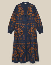 East Joseline Long Sleeve Embroidered Maxi Dress, Blue (NAVY), large