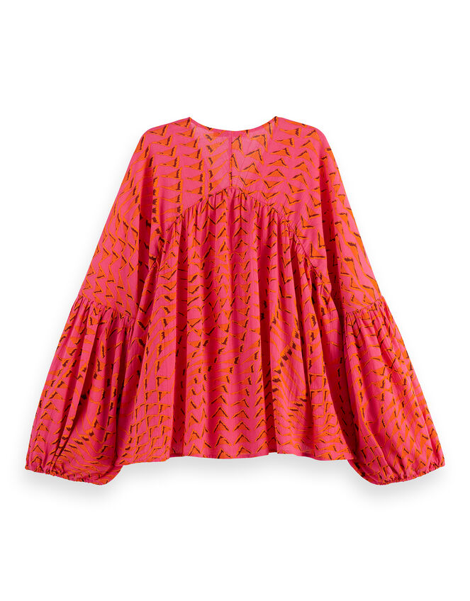 Scotch & Soda Abstract Print Crinkle Top, Pink (PINK), large