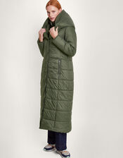 Lorena Belted Puffer Maxi Coat, Green (GREEN), large