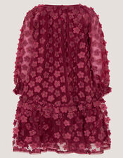 Nayla Long Sleeve Appliqu&eacute; Party Dress, Red (BURGUNDY), large