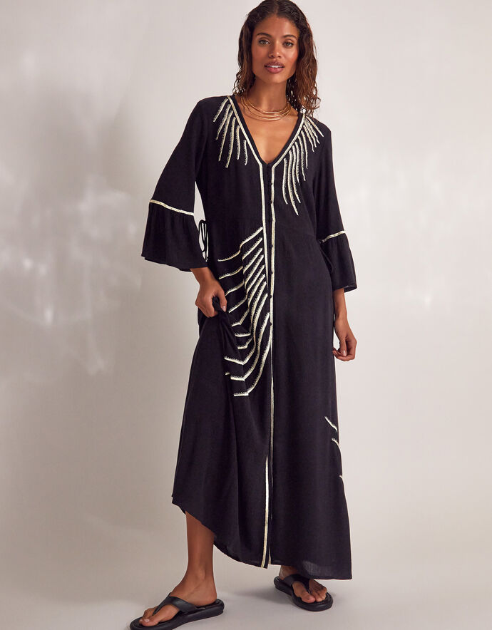 Anissa Leaf Appliqué Kaftan