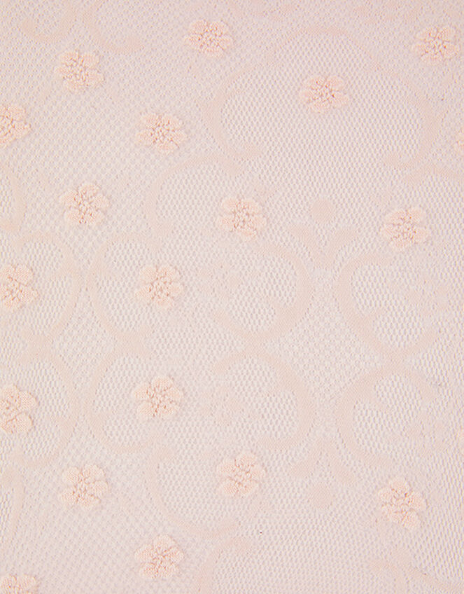 Girls Flower Lacy Baroque Tights, Pink (PINK), large