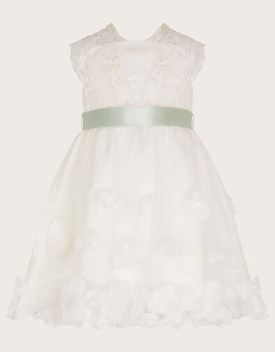 Baby Margot Lace 3D Roses Dress, Ivory (IVORY), large