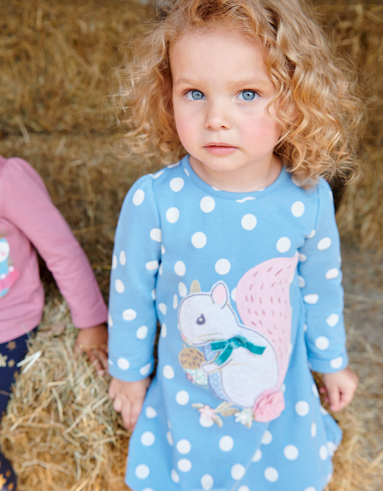 Baby Squirrel Sweat Dress and Tights Blue