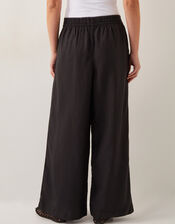 Margo Linen Blend Wide Leg Trousers, Black (BLACK), large