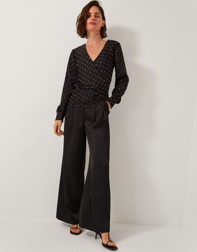 Margo Hotfix Long Sleeve Blouse, Black (BLACK), large