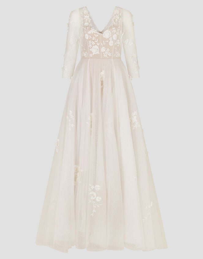 Lucy Embroidered Floral Maxi Wedding Dress, Ivory (IVORY), large