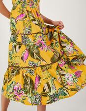 Botanical Print Tiered Sundress, Yellow (YELLOW), large