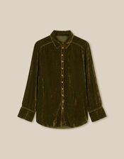East Nyla Velvet Shirt, Green (OLIVE), large