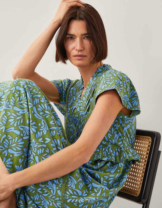 Bryony Print Jersey Midi Dress, Green (GREEN), large