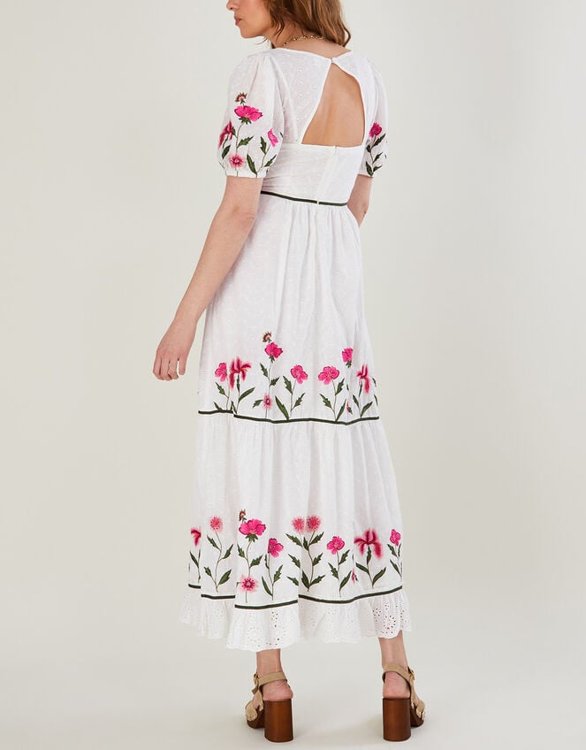 Anna Embroidered Broderie Maxi Dress, Ivory (IVORY), large
