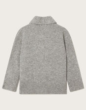 Shawl Collar Chunky Cardigan, Grey (GREY), large