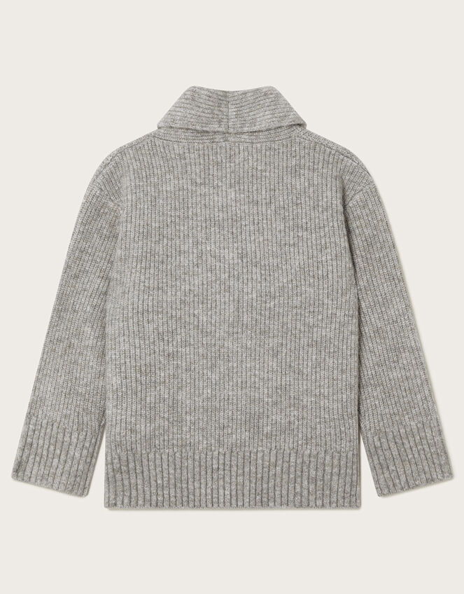 Shawl Collar Chunky Cardigan, Grey (GREY), large