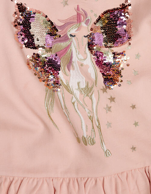Sequin Unicorn Sweater Dress, Pink (PALE PINK), large