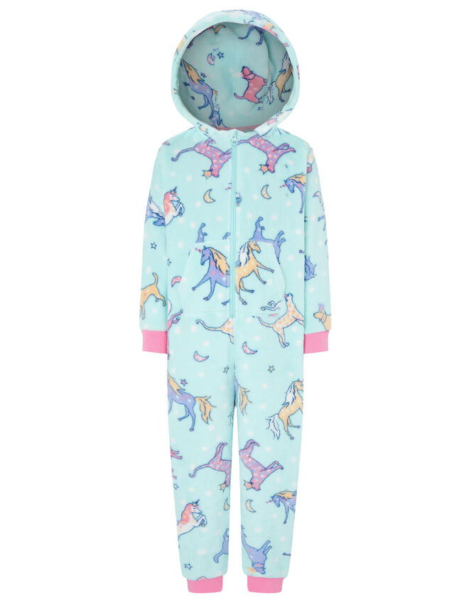 Unicorn Sleepsuit with Recycled Fabric, Blue (AQUA), large