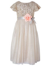 Bailea Sequin Sparkle Maxi Dress, Natural (CHAMPAGNE), large