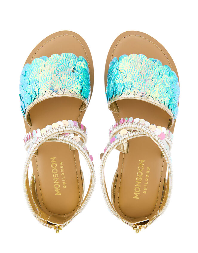 Nerissa Mermaid Embellished Sandals, Blue (BLUE), large