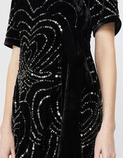 Hanna Embellished Velvet Maxi Dress, Black (BLACK), large