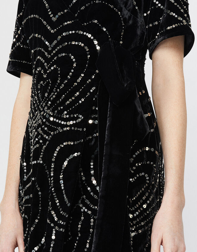 Hanna Embellished Velvet Maxi Dress, Black (BLACK), large