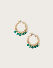 Gem Bead Hoop Earrings, , large