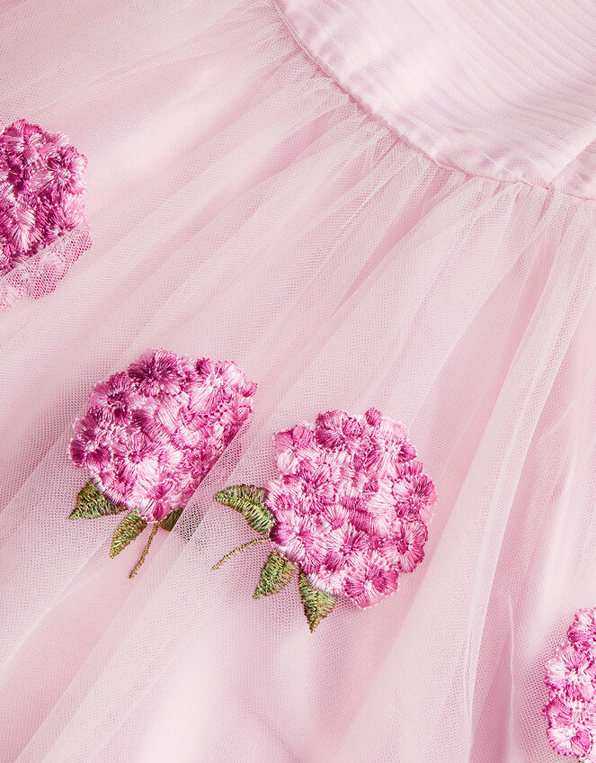 Harriet Hydrangea Embroidered Tulle Dress, Pink (PINK), large