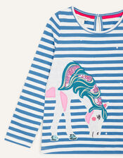 Applique Horse Top, Blue (BLUE), large