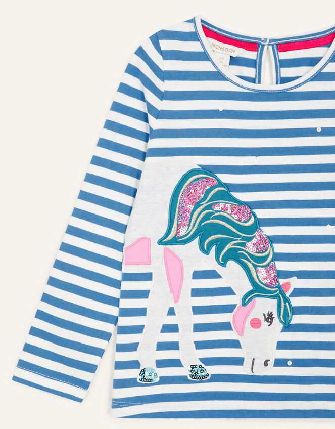 Applique Horse Top, Blue (BLUE), large