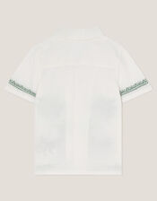 Tiger Embroidered Short Sleeve Shirt, Ivory (IVORY), large